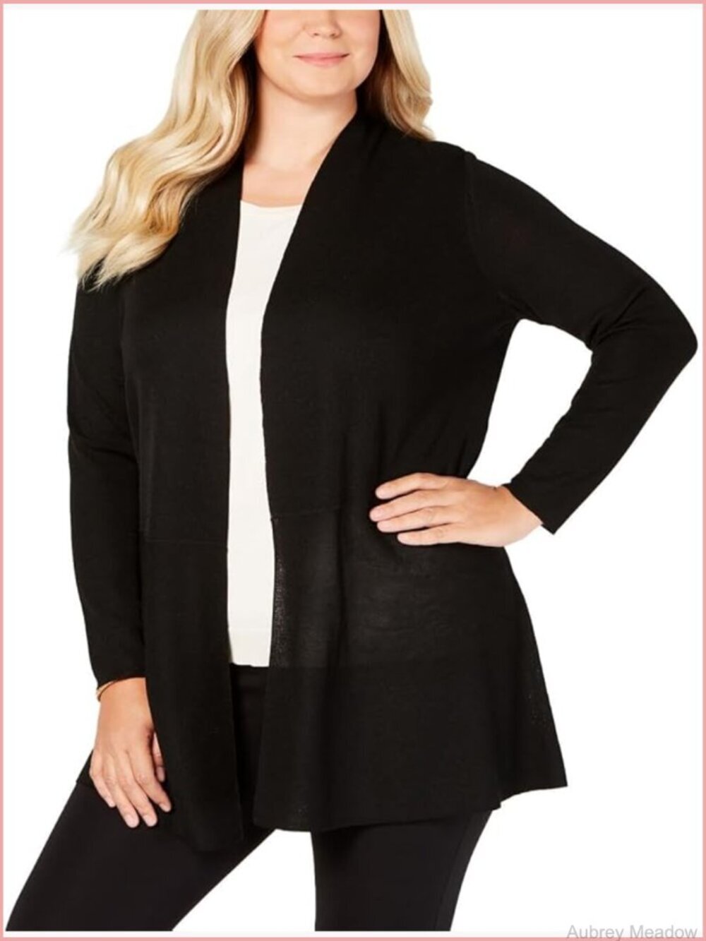 Long Cardigan with Waist Seam - Knit Sweater for Women